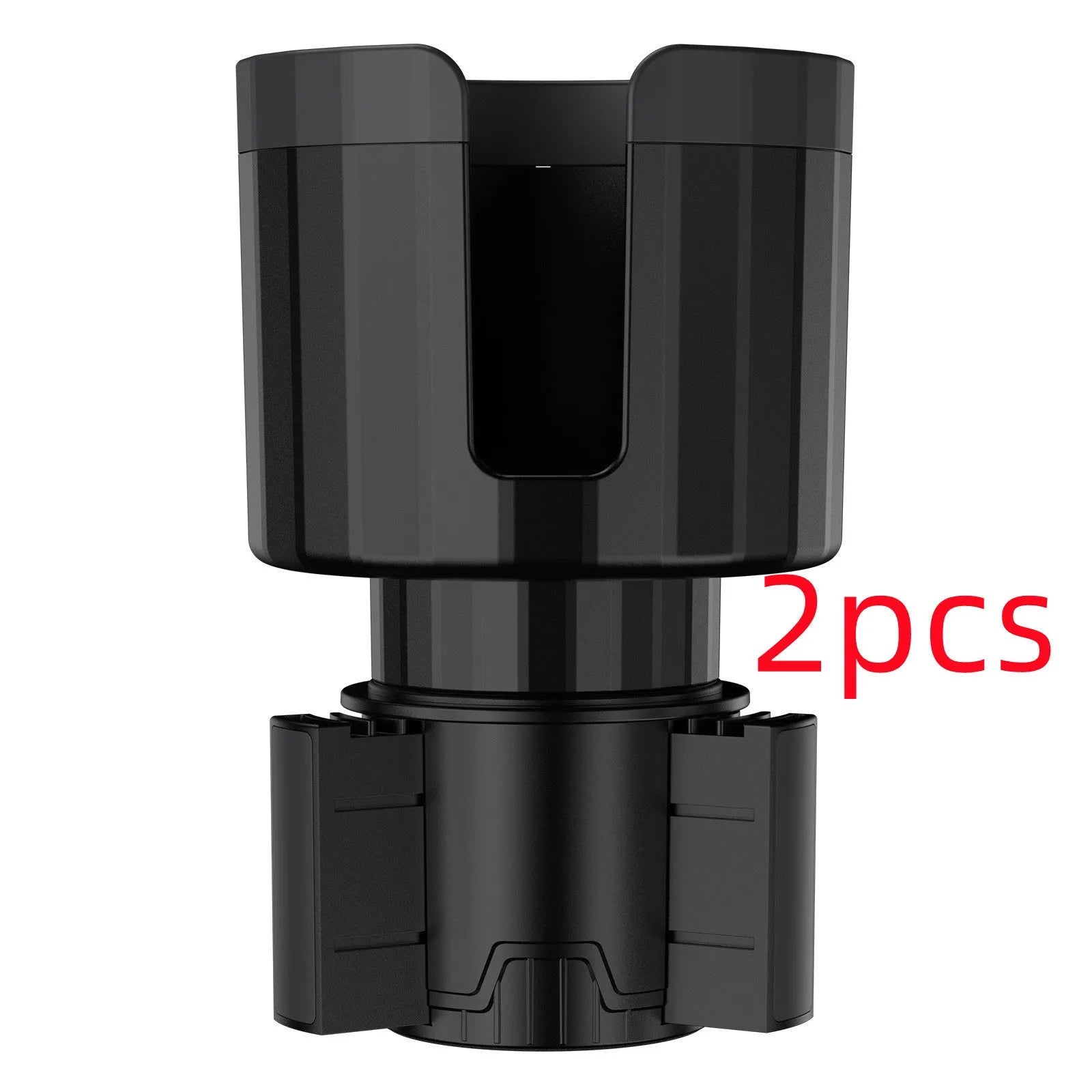 Matte black adjustable car cup holder expander for extra large bottles and cups.