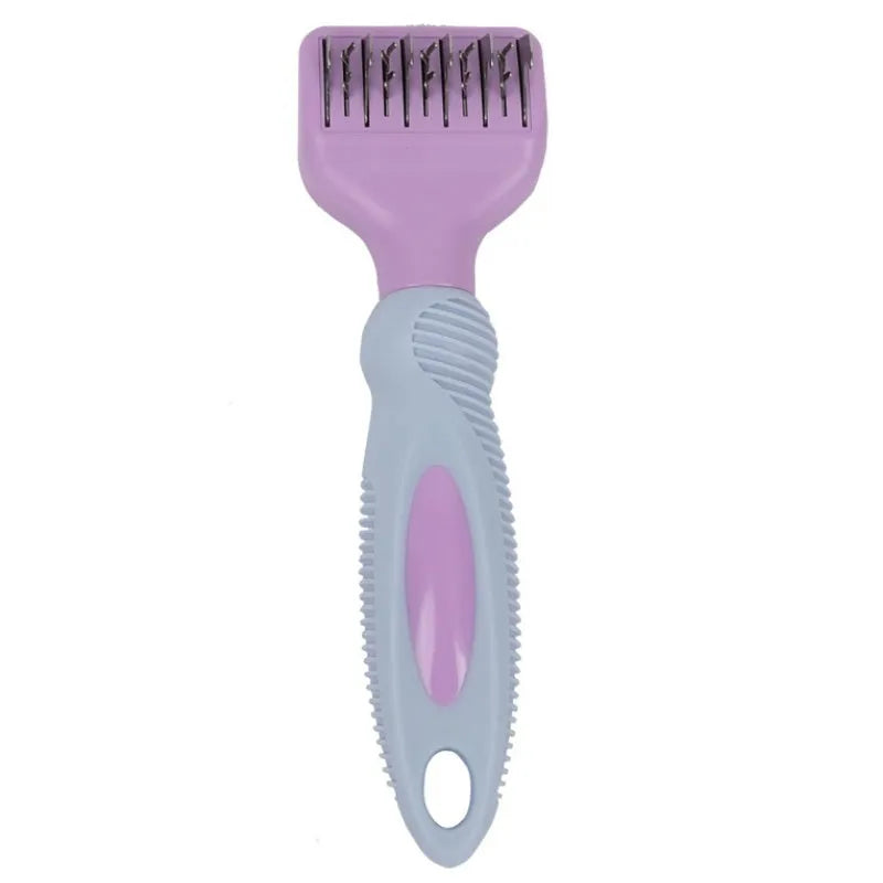 Stainless steel pet grooming comb with knot knife and brush pins for dogs and cats