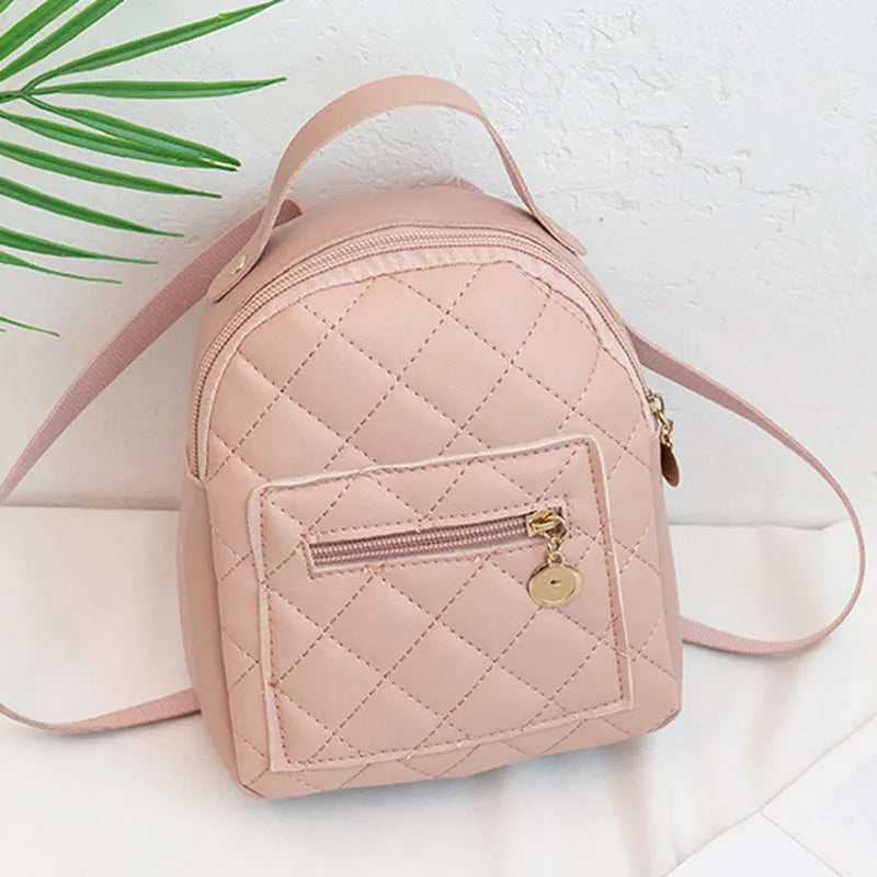 Hard shell square girls backpack with embroidery in black, pink, or white colours.