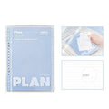 A5 PVC notebook organiser in blue colour showing transparent cover with loose papers inside