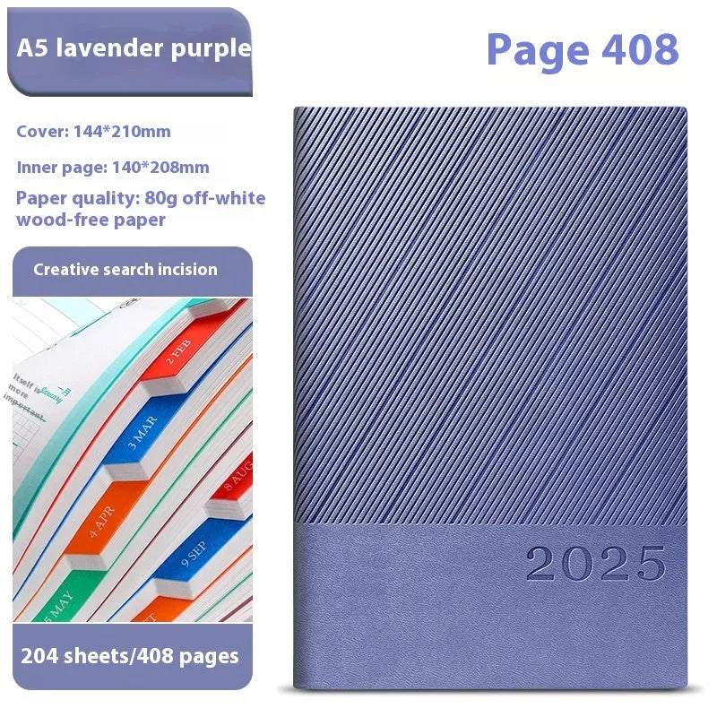Office thick notepad with striped PU leather cover showing bean green colour option