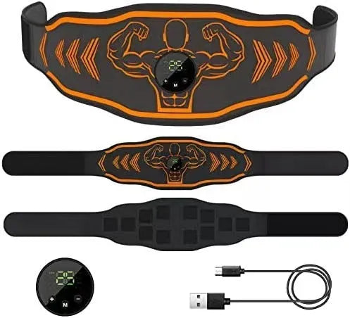 EMS smart massage belt fitness equipment with control unit and stimulation pads