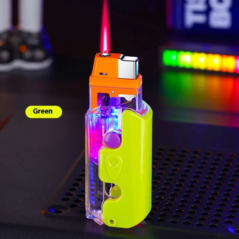 Colourful luminous radish design wind-resistant lighter in green, orange, or purple.