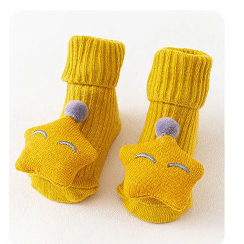 Cotton baby floor socks in various colours for crawling and walking