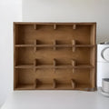 Solid birch wood multi-layer cup storage rack with square design and grid compartments