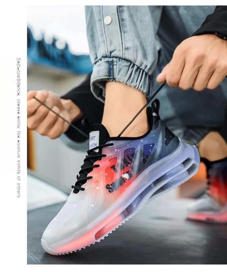 Men's black and green mesh platform casual sneakers with a raised heel and lace-up front