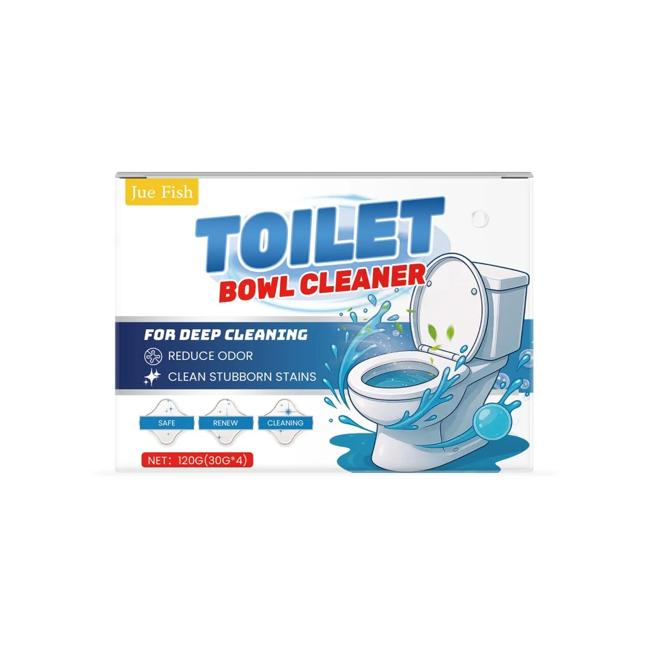 Toilet bowl cleaner powder in four individual 30g packets, total 120g