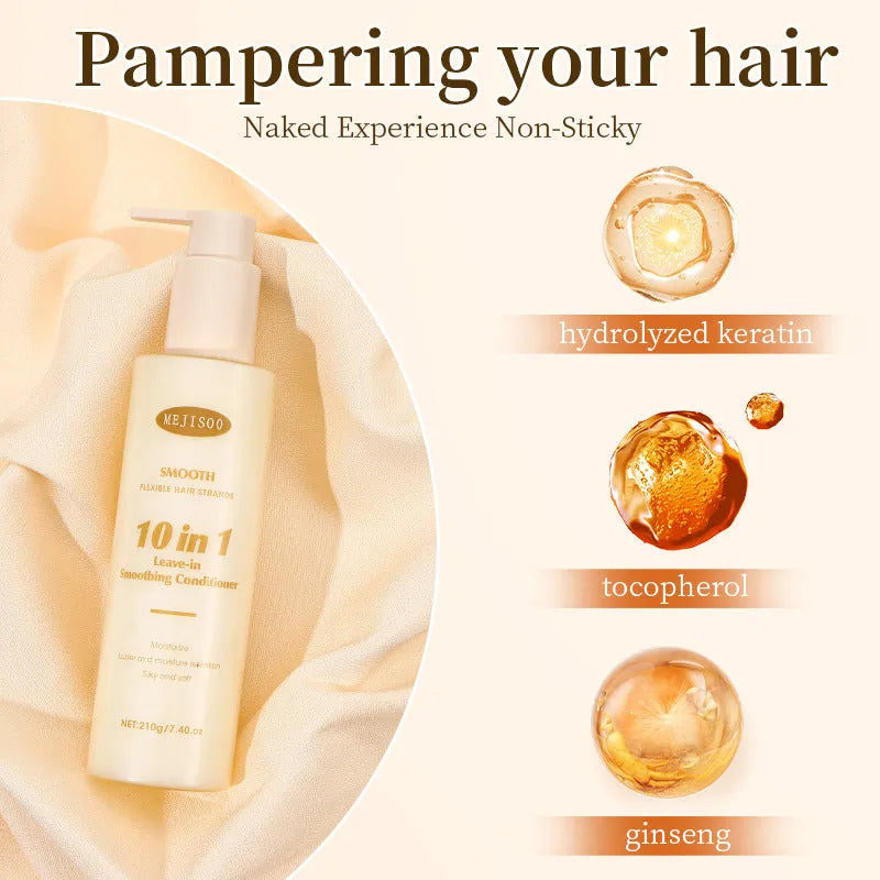 Wash-free soft 10-in-1 hair conditioner bottle, 210g disposable format for moisturising and nourishing hair