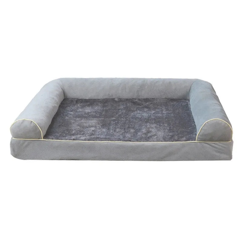 Square cloth dog bed with sponge insert, shown in dark grey colour