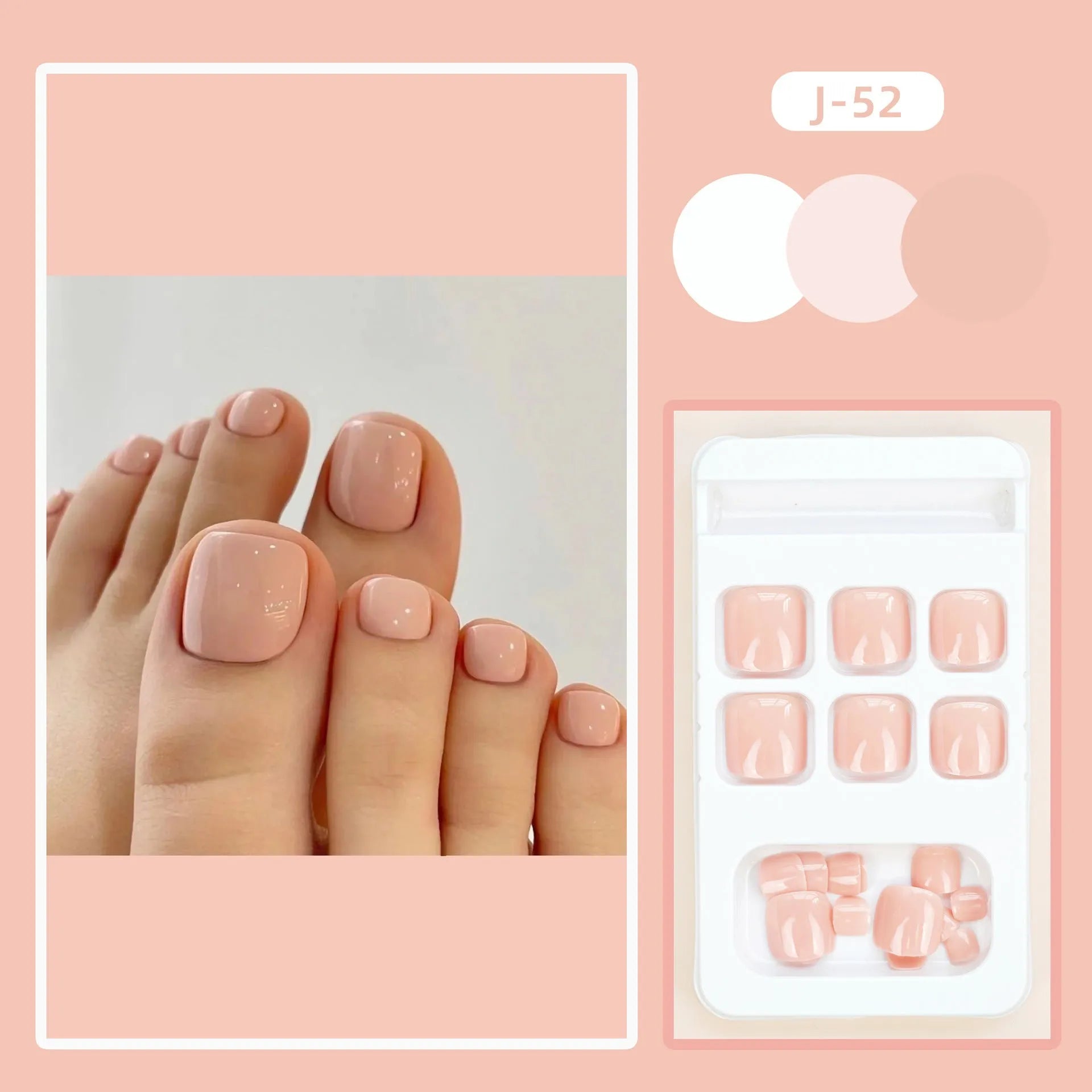 Skin colour artificial toenail stickers with adhesive glue for nail enhancement