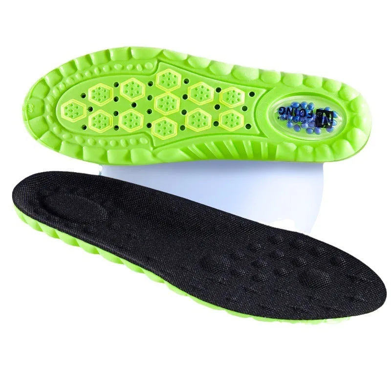 Green PU air cushion sports insoles with argy wormwood for shock absorption and breathability