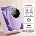 Beige and purple digital fur ball trimmer lint rollers with removable cutter heads on a table.