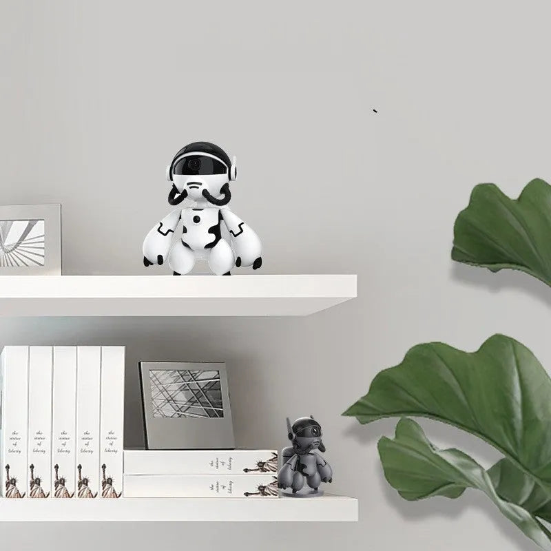White space robot monitor camera with 1080P night vision and wifi connectivity for home security
