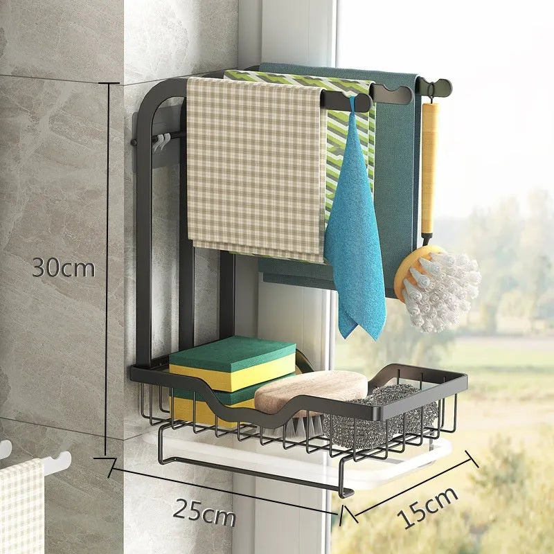 Foldable plastic kitchen rag draining storage rack in new Chinese style design