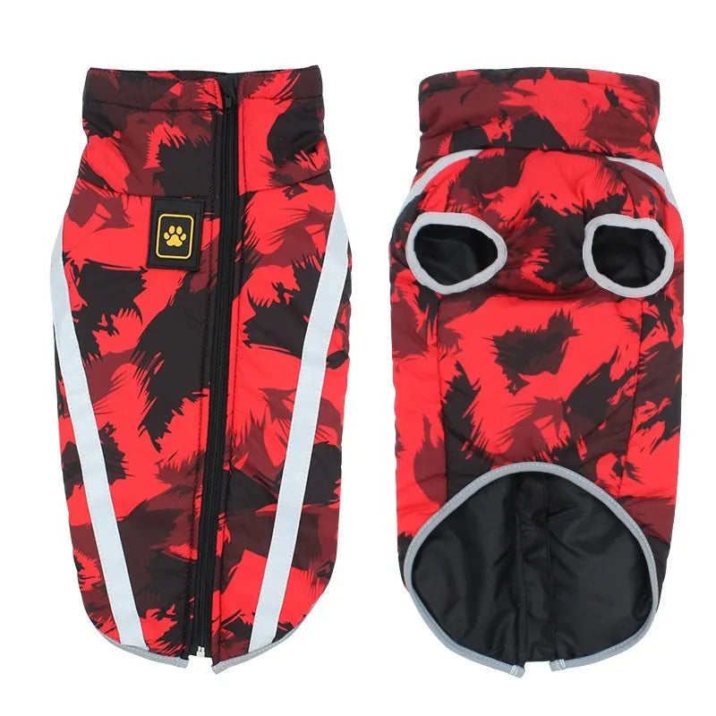 Reflective dog warm shell jacket in thick polyester fabric for winter outdoor walks