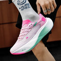 Low-top racing sneaker with carbon plate, natural rubber sole, in a glacier colour with lace-up front.