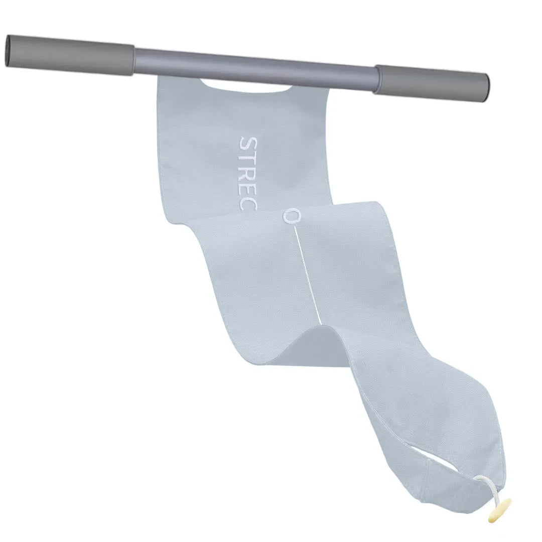 Yoga stretching tool for shoulder, back and hip exercises in grey or pink colour