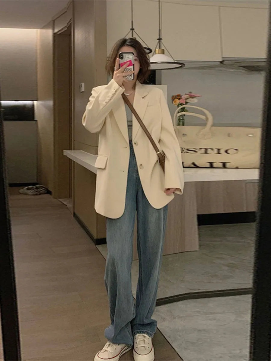 Korean-style fried street small suit jacket in solid colour with pocket details