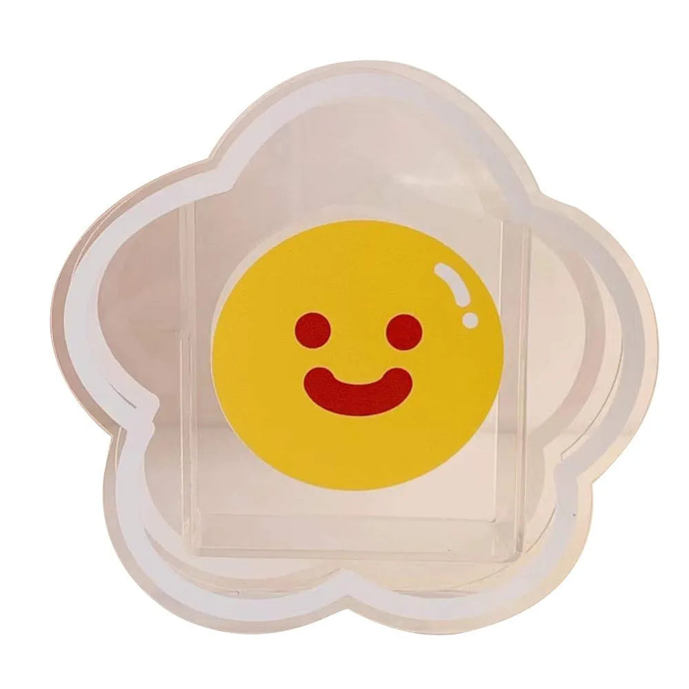 Square clear acrylic storage box with cute character theme decoration for desk organisation