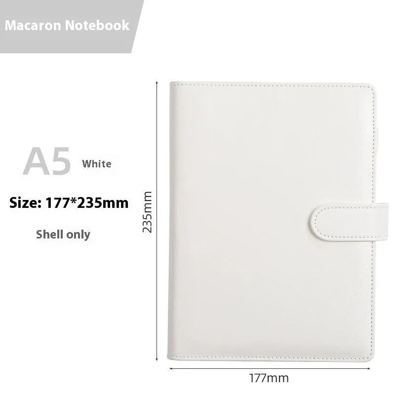 A5 PU leather zipper binder shell for loose-leaf paper in a solid colour.