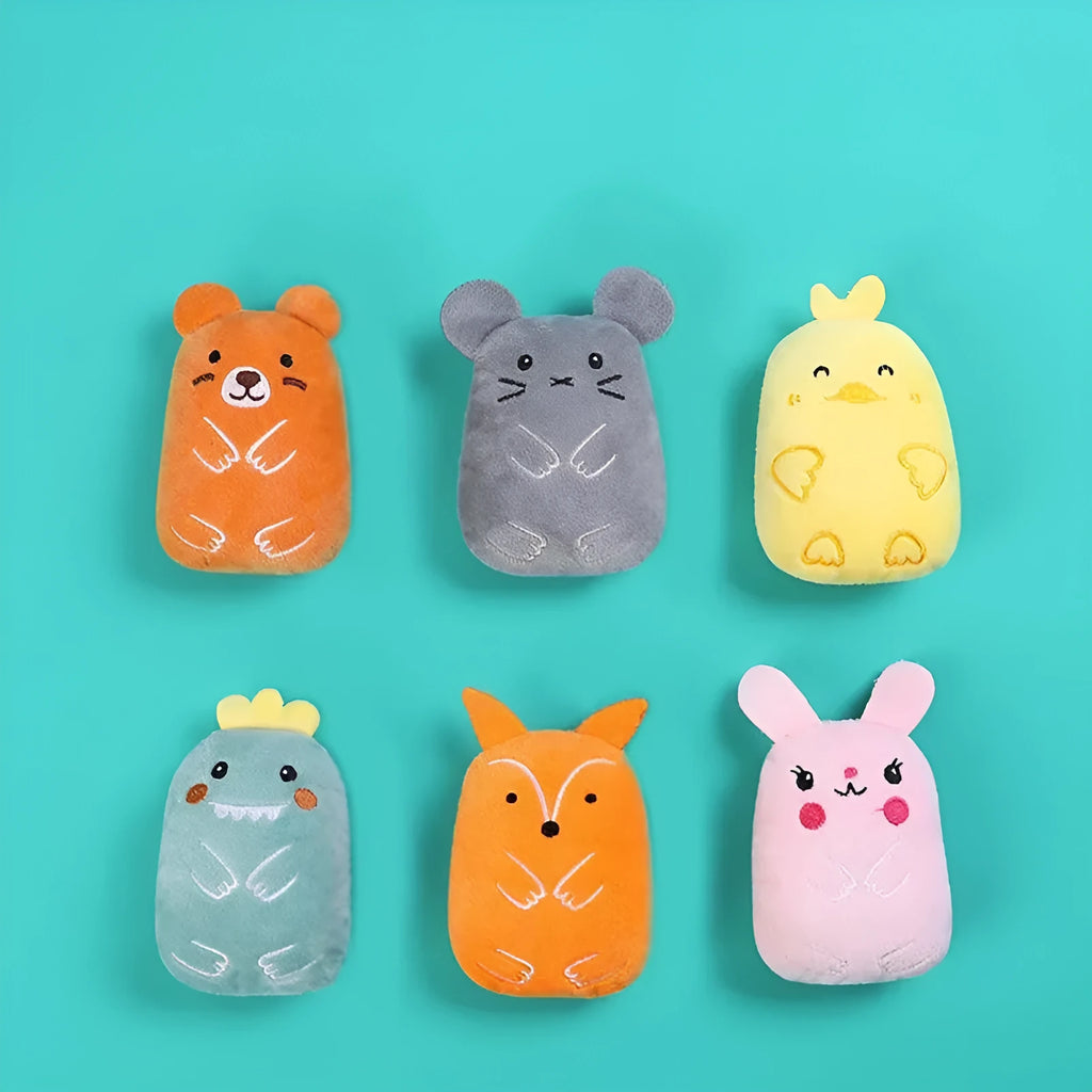 Plush cat chewing toy with claws for biting, filled with catnip