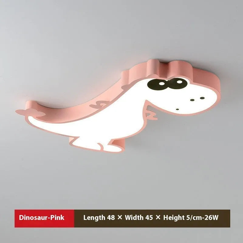 48cm diameter cartoon dinosaur ceiling light with aluminium body and PVC shade, dimmable lighting
