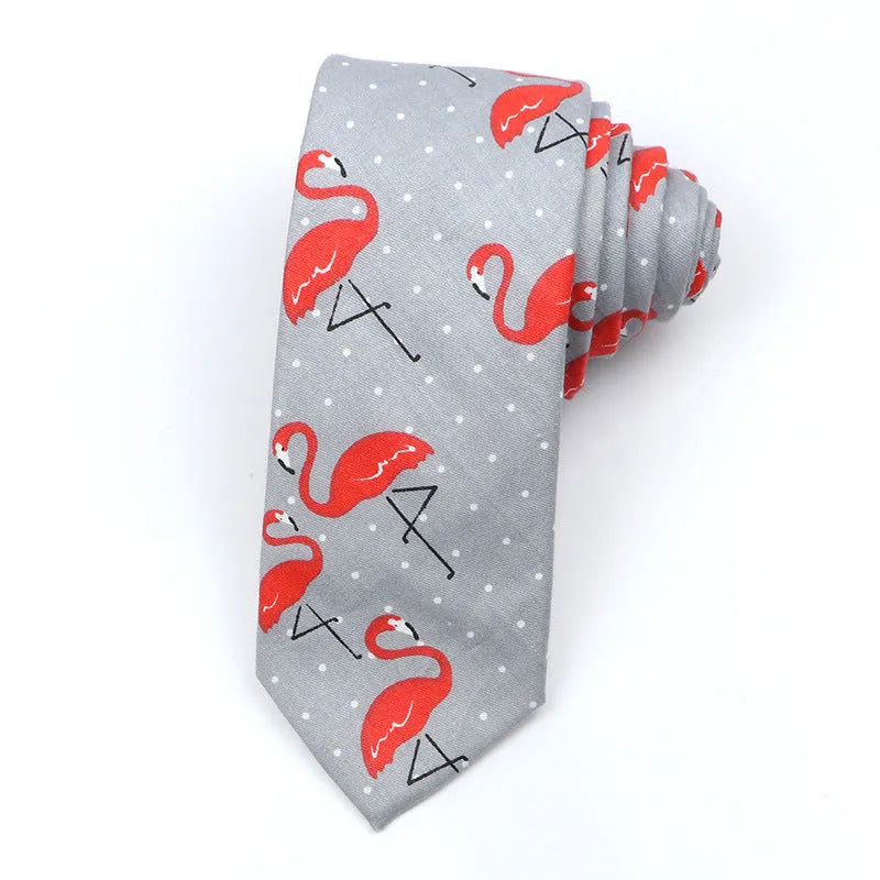 Korean-style narrow men's cotton bow tie with a printed cartoon pattern.