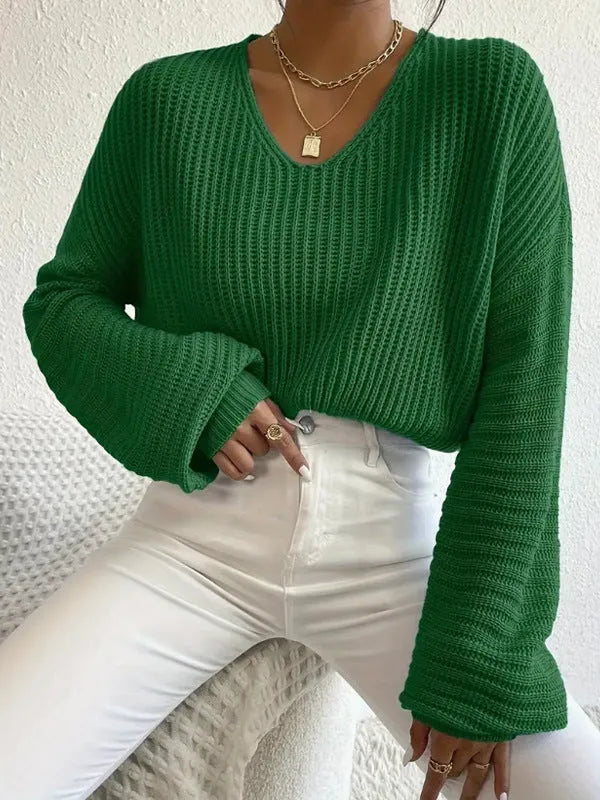 Women's solid colour long sleeve pullover in polyester fabric available in five colours