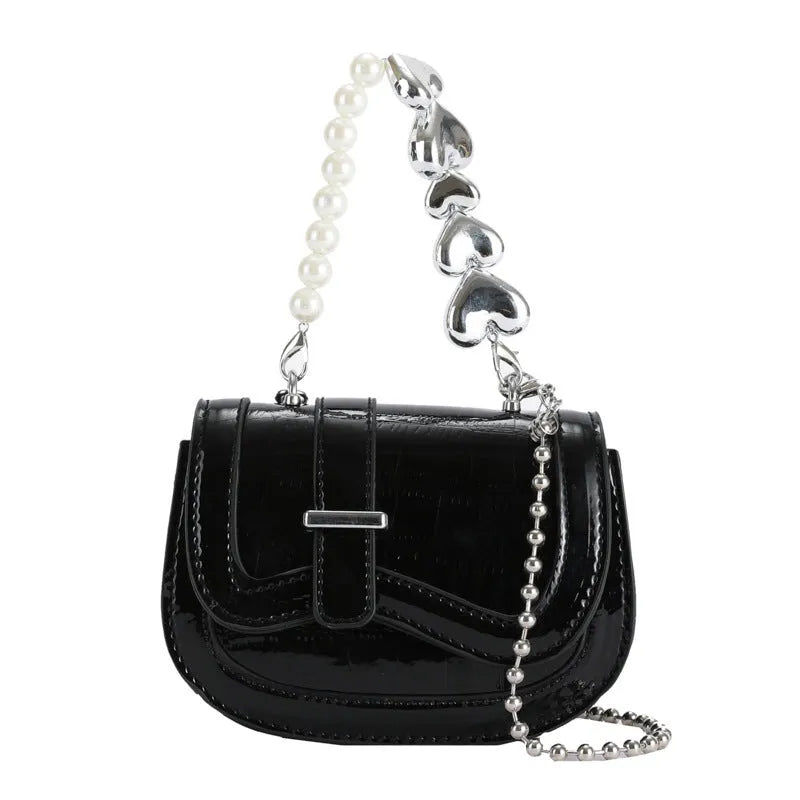 Women's PU leather mini tote saddle crossbody bag in horizontal square shape