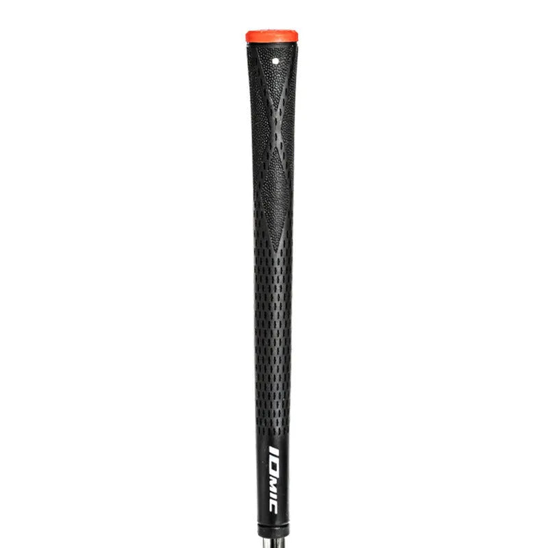 TPE rubber golf club grip in assorted colours including pink, red, blue, white, and black with coloured head accents.