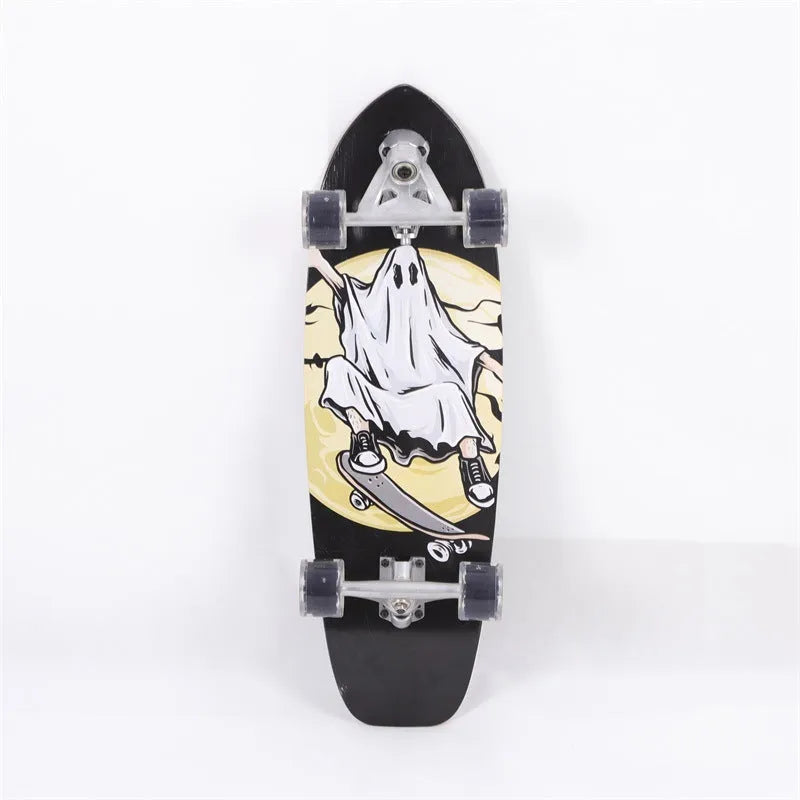 White maple wood street scooter with 31-inch deck for adult riders.