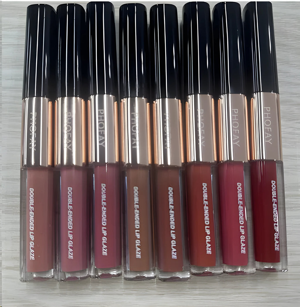 C-L021 double-head lip gloss with two sponge applicators and refillable cartridge