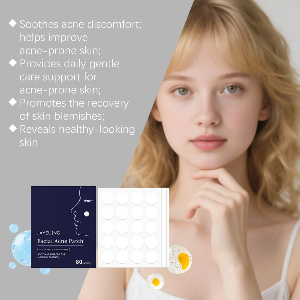 Hydrocolloid facial acne patches pack with 80 gentle breathable patches for skincare