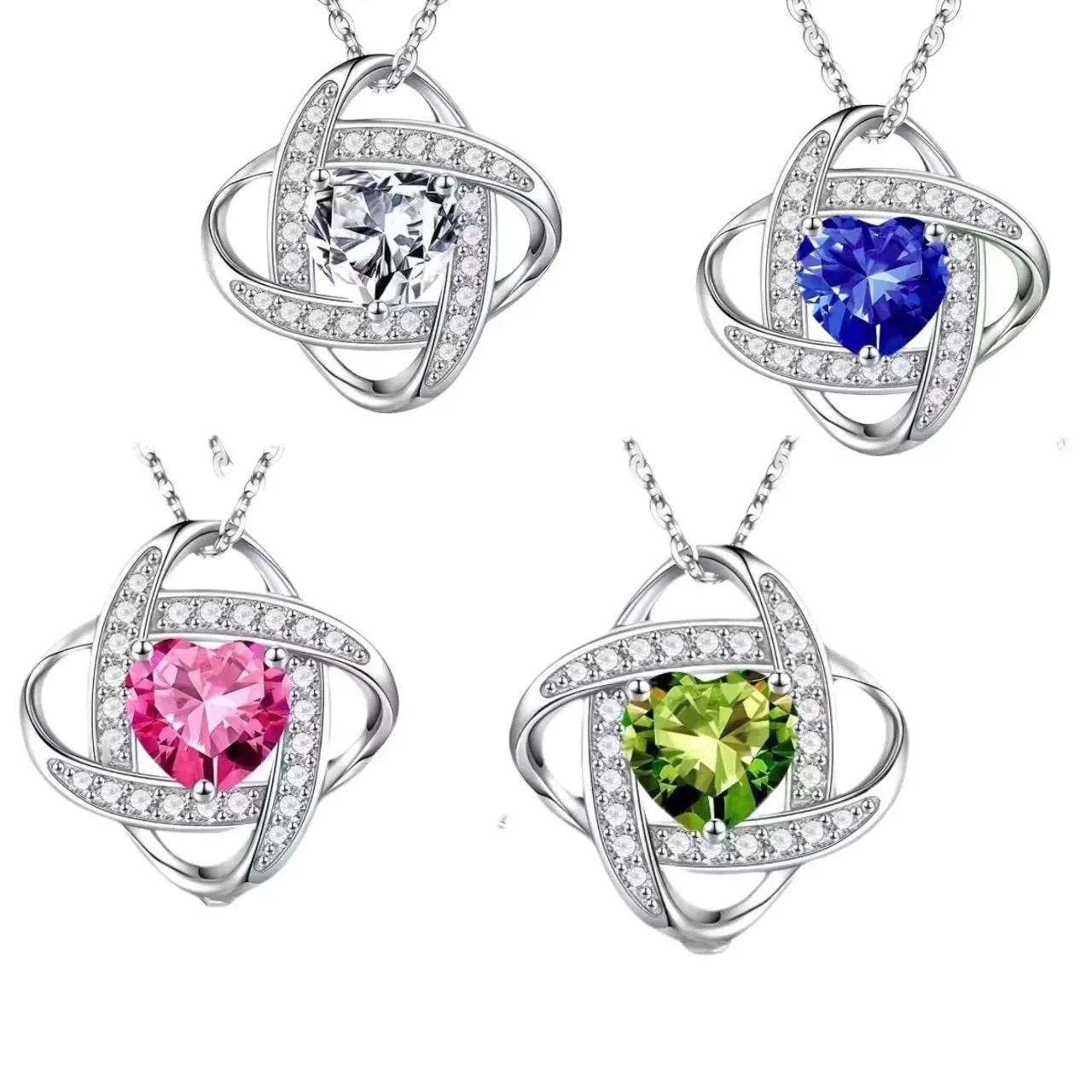 Women's heart necklace with electroplated copper pendant in platinum colours on Tibetan silver chain