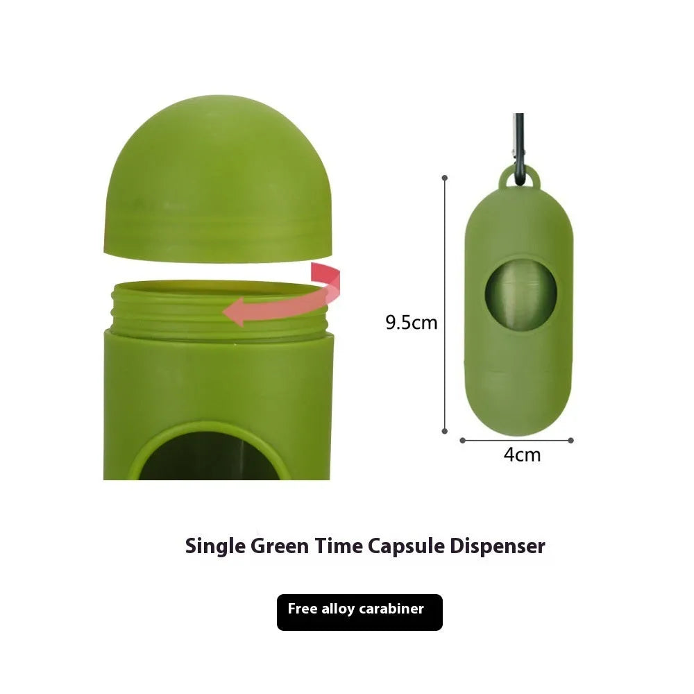 Roll of EPI degradable green pet waste bags with dispenser unit