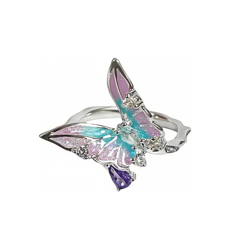 Adjustable copper insect ring with dripping oil finish in antique colours JZ2868A JZ2872A JZ2874A