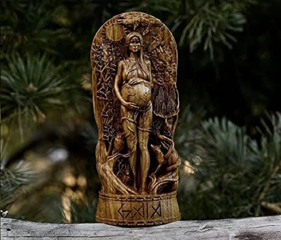 Synthetic resin Greek goddess statue sculpture for pagan altar or garden decoration in three colour options
