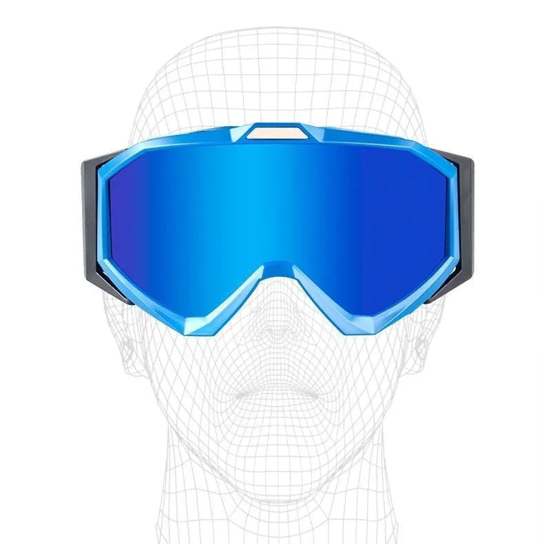 Motorcycle goggles with double-layer anti-fog lenses in a black frame with gray lens.
