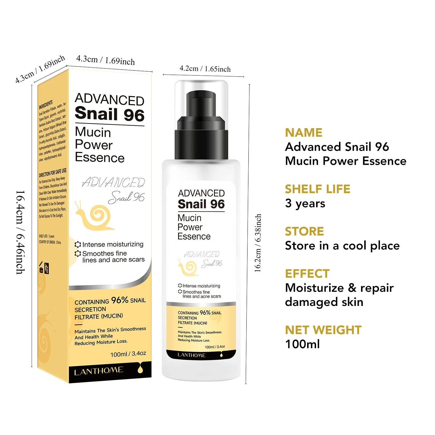 Snail Snail Serum 100ml moisturising facial essence bottle for home skincare routines