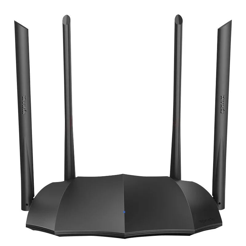 Dual-band wireless router with gigabit ports and 5G support, compact 365mm design
