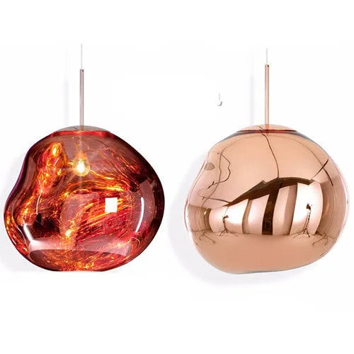 Irregular post-modern glass chandelier in gold finish with lava-like shape for bedroom or living room lighting