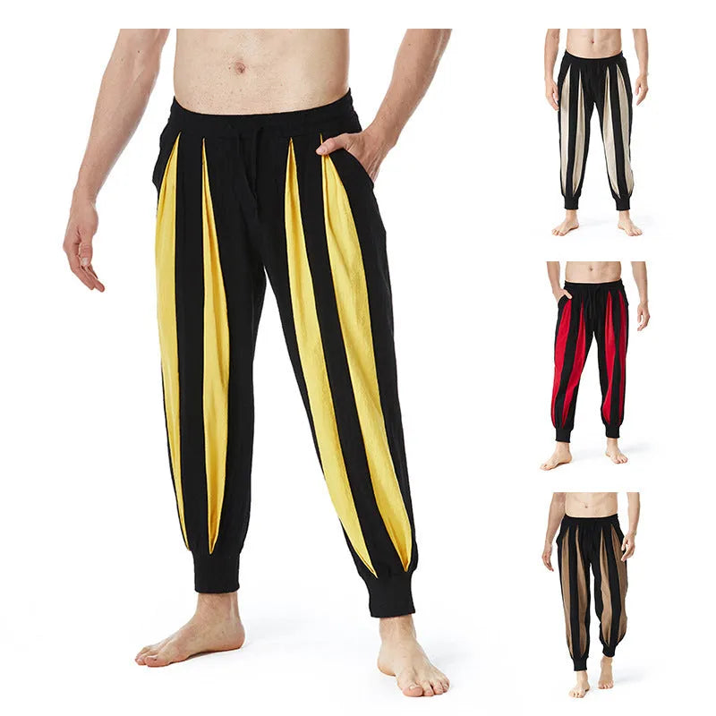 Men's straight-leg casual trousers in polyester available in four colours and six sizes