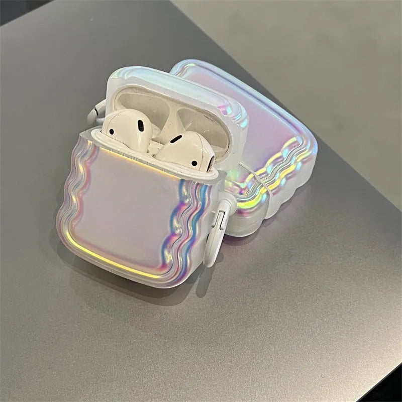 Silicone AirPods case with magic laser colour effect and matching ring for Pro2, Pro and 3rd Generation models