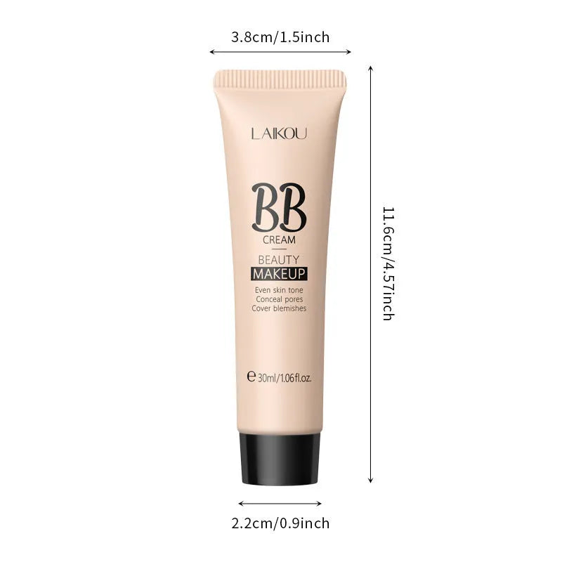 Natural Makeup BB Cream 30ml tube showing nine colour shades including ivory, medium skin, wheat, chocolate, and brown tones