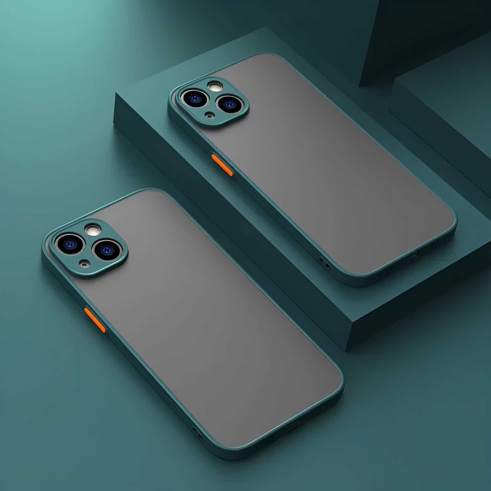 Frosted hard plastic iPhone protective case in dark night green colour, showing full back coverage.