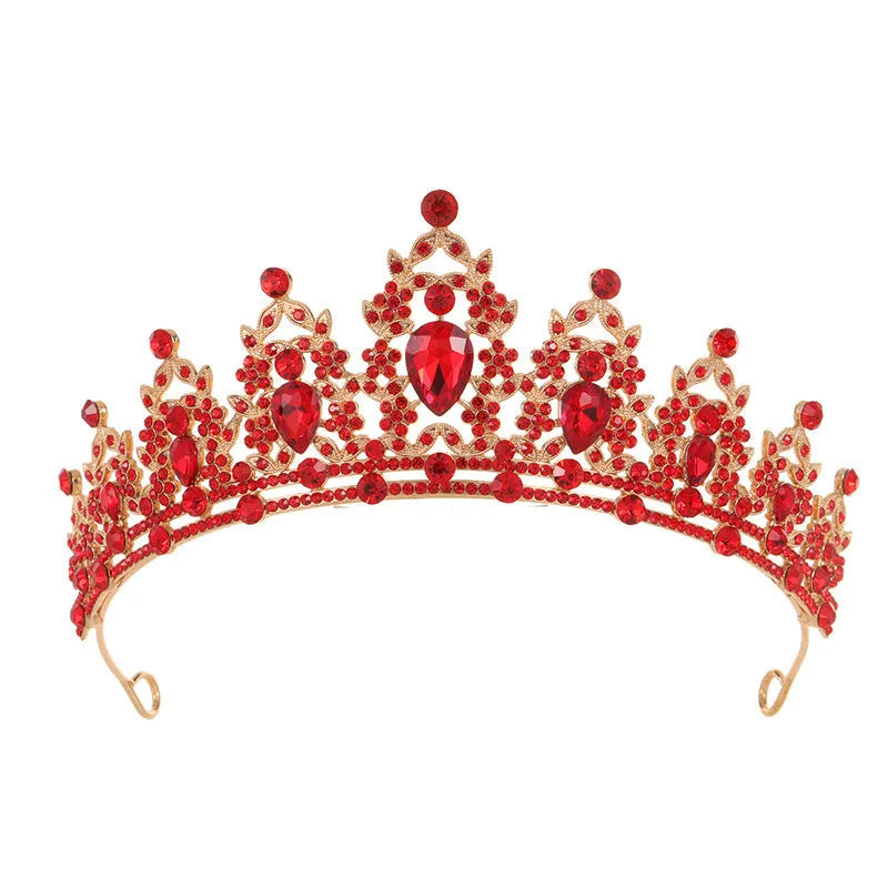 Baroque crown bride headdress with rhinestone detail on alloy frame in silver and gold colour options.