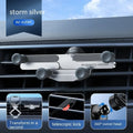 Aluminium alloy car phone mount with silicone grips shown attached to vehicle air vent
