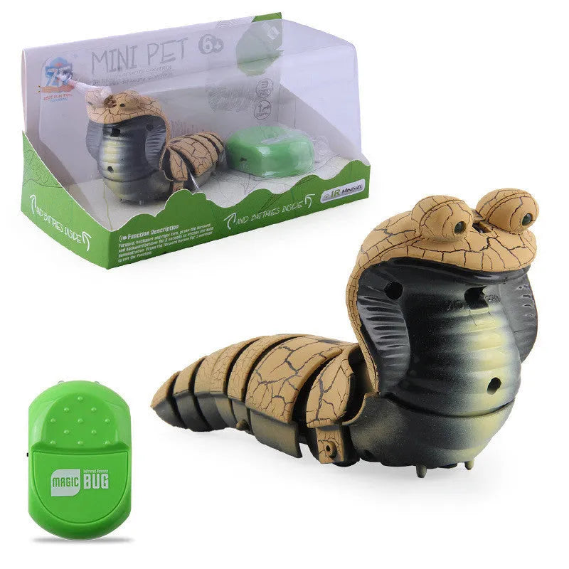 Automatic electronic snake cat toy with segmented plastic body on a floor.