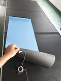 Blue conductive yoga grounding mat with plants and flowers pattern, measuring 182cm x 61cm