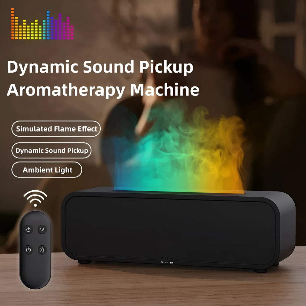 Black or white dynamic aroma diffuser with music synced colour changing light and remote control